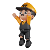 3d Character Taxi Driver Superhero Pose. 3d render isolated on transparent backdrop. png