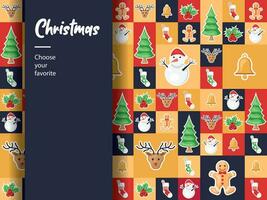 merry christmas 2024 new year cartoon icon element background pattern december winter ornament art vector