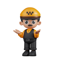 3d personaje Taxi conductor confuso pose. 3d hacer aislado en transparente fondo. png