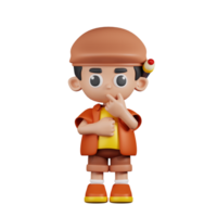 3d personagem artista curioso pose. 3d render isolado em transparente pano de fundo. png