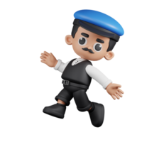 3d Character Driver Happy Jumping Pose. 3d render isolated on transparent backdrop. png