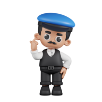 3d personaje conductor dando mini amor pose. 3d hacer aislado en transparente fondo. png