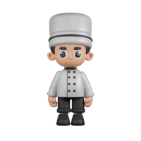 3d Character Chef Standing Pose. 3d render isolated on transparent backdrop. png