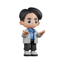 3d Character Doctor Angry Pose. 3d render isolated on transparent backdrop. png