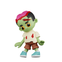 3d personaje zombi con muerto pose. 3d hacer aislado en transparente fondo. png