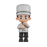 3d Character Chef Curious Pose. 3d render isolated on transparent backdrop. png