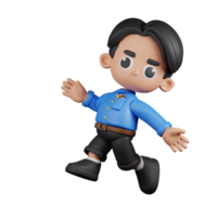 3d Character Teacher Happy Jumping Pose. 3d render isolated on transparent backdrop. png