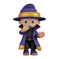 3d Character Wizard Surprised Pose. 3d render isolated on transparent backdrop. png