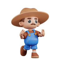 3d Character Farmer Feeling Happy Pose. 3d render isolated on transparent backdrop. png