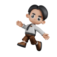 3d Character Businessman Happy Jumping Pose. 3d render isolated on transparent backdrop. png