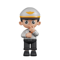 3d personagem piloto curioso poses. 3d render isolado em transparente pano de fundo. png