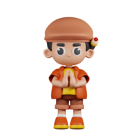 3d personagem artista se desculpando pose. 3d render isolado em transparente pano de fundo. png