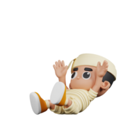 3d Character Mummy Falling Pose. 3d render isolated on transparent backdrop. png