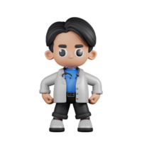 3d Character Doctor Hero Stance Pose. 3d render isolated on transparent backdrop. png