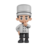 3d Character Chef Curious Pose. 3d render isolated on transparent backdrop. png