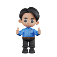 3d Character Teacher Giving A Thumb Up Pose. 3d render isolated on transparent backdrop. png