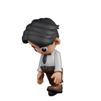 3d Character Businessman Tired Walk Pose. 3d render isolated on transparent backdrop. png