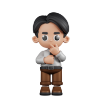 3d personaje empresario curioso actitud pose. 3d hacer aislado en transparente fondo. png