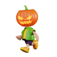 3d Character Pumpkin Running Pose. 3d render isolated on transparent backdrop. png