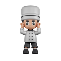 3d Character Chef Dizzy Pose. 3d render isolated on transparent backdrop. png