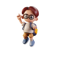 3d personagem aluna feliz pulando poses. 3d render isolado em transparente pano de fundo. png