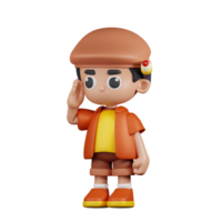 3d personnage artiste donnant saluer pose. 3d rendre isolé sur transparent toile de fond. png