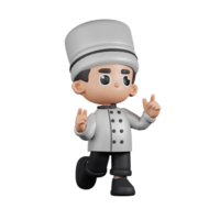 3d Character Chef Feeling Happy Pose. 3d render isolated on transparent backdrop. png