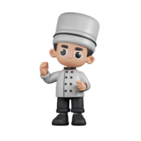 3d personaje cocinero felicidades pose. 3d hacer aislado en transparente fondo. png