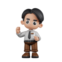 3d Character Businessman Congratulation Pose. 3d render isolated on transparent backdrop. png