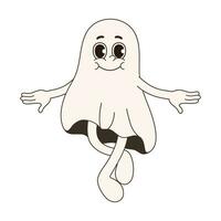 Cute ghost in retro style. Minimalistic character. vector