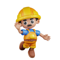 3d personagem construtor feliz pose. 3d render isolado em transparente pano de fundo. png