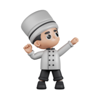 3d Character Chef Looking Victorious Pose. 3d render isolated on transparent backdrop. png