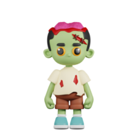 3d personaje zombi en pie pose. 3d hacer aislado en transparente fondo. png