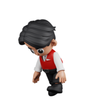 3d personagem garçonete cansado andar pose. 3d render isolado em transparente pano de fundo. png