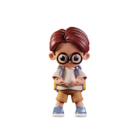 3d Character Student Holding Something Pose. 3d render isolated on transparent backdrop. png