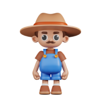 3d personnage agriculteur permanent pose. 3d rendre isolé sur transparent toile de fond. png