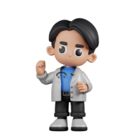 3d Character Doctor Congratulation Pose. 3d render isolated on transparent backdrop. png