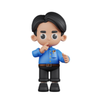 3d Character Teacher Quiet Pose. 3d render isolated on transparent backdrop. png