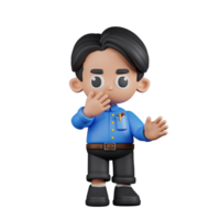 3d Character Teacher Surprised Pose. 3d render isolated on transparent backdrop. png