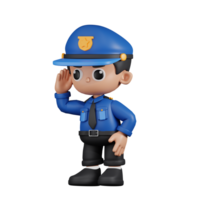 3d Character Policeman Looking Pose. 3d render isolated on transparent backdrop. png