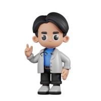 3d Character Doctor Giving Advise Pose. 3d render isolated on transparent backdrop. png