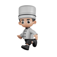 3d Character Chef Running Pose. 3d render isolated on transparent backdrop. png