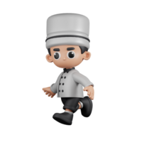 3d karakter chef rennen houding. 3d geven geïsoleerd Aan transparant achtergrond. png