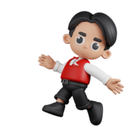 3d personagem garçonete feliz pulando pose. 3d render isolado em transparente pano de fundo. png