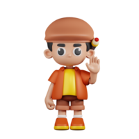 3d personnage artiste mains en haut pose. 3d rendre isolé sur transparent toile de fond. png