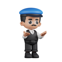 3d personagem motorista Bravo pose. 3d render isolado em transparente pano de fundo. png