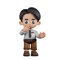 3d Character Businessman Surprised Pose. 3d render isolated on transparent backdrop. png