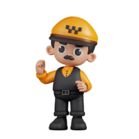 3d Character Taxi Driver Congratulation Pose. 3d render isolated on transparent backdrop. png