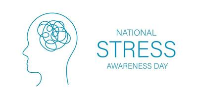 Vector National Stress Awareness Day background. Illustration with text and person silhouette for banner, poster and flyer design.