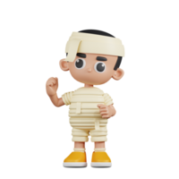 3d Character Mummy Congratulation Pose. 3d render isolated on transparent backdrop. png